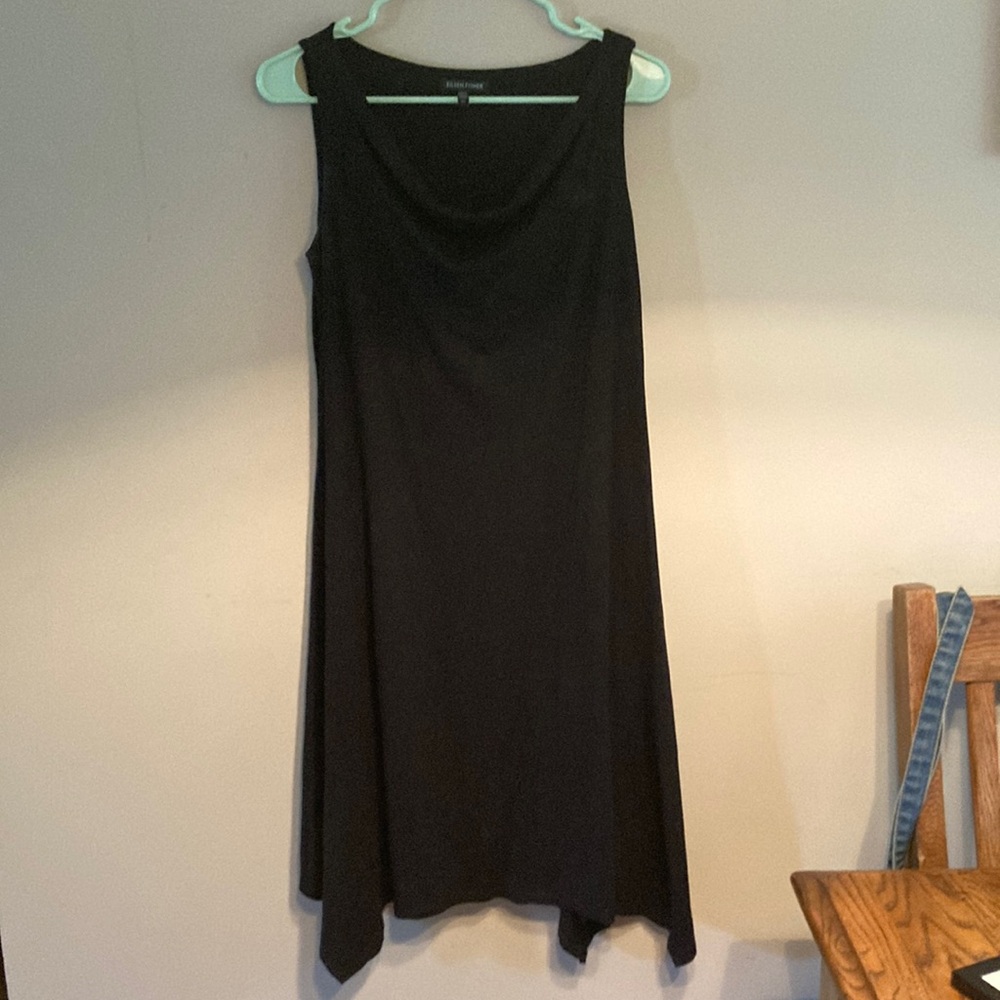 Eileen Fisher sleeveless a line midi dress, black, xs